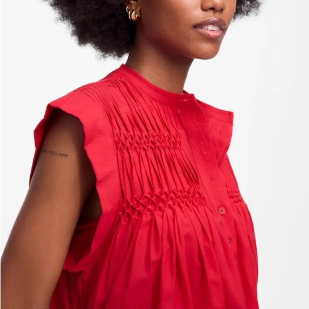 MADEWELL Embroidered Pleated Mini Dress Watermelon - Picture 4 of 10